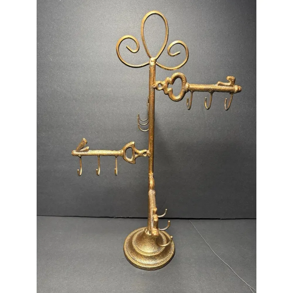 15.5” Metal Top Jewelry Holder Organizer Display Hooks Necklace Key Design HP